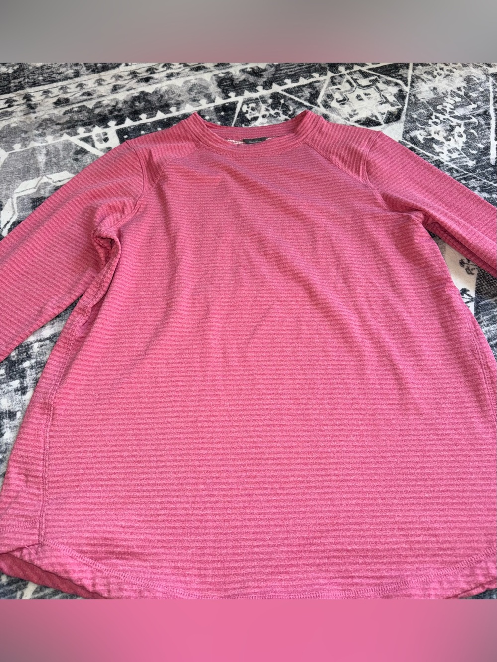 Eddie Bauer Pink Heathered Ribbed Long Sleeve Top